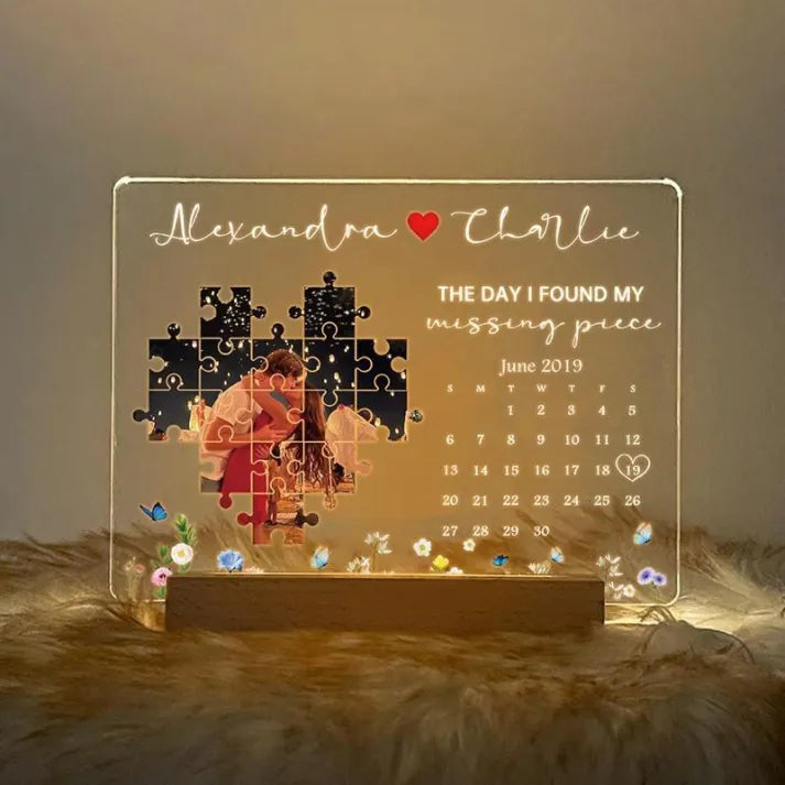 The Day I Found My Missing Piece Light Frame Personalized Gift