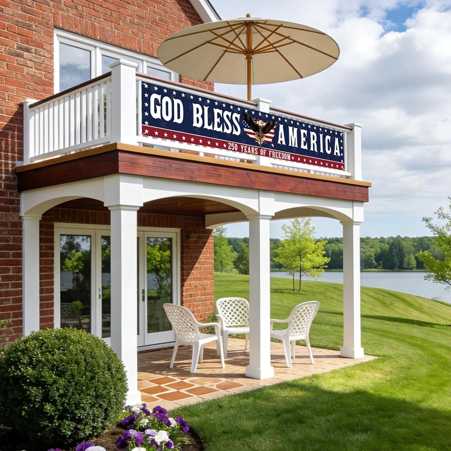 ๐โจGod Bless America Patriotic Banner โ 250th Anniversary Outdoor Decor Sign