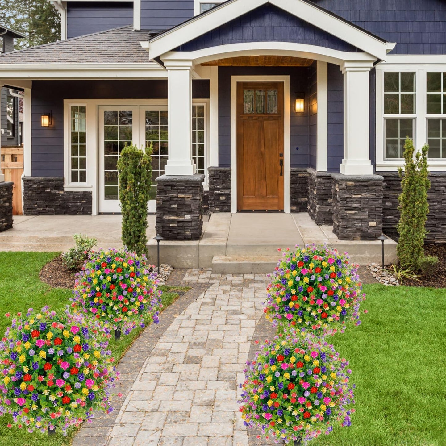 š„Artificial potted trees with ground stakes