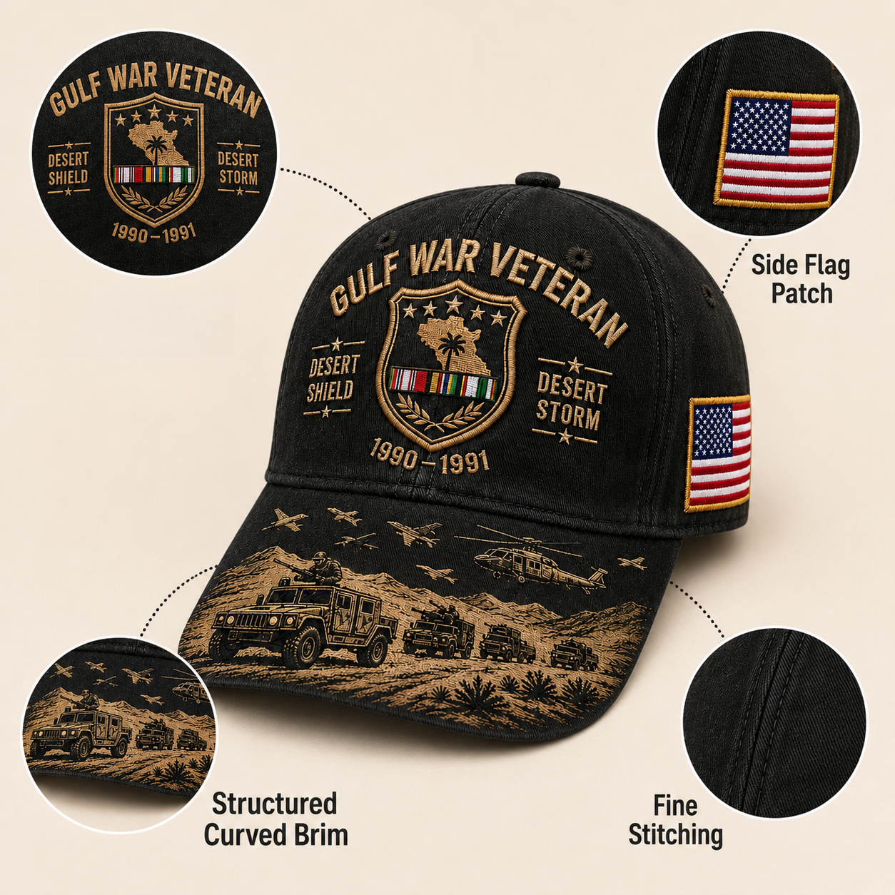 Gulf War Veteran Desert Shield & Desert Storm Commemorative Cap ๐บ๐ธ