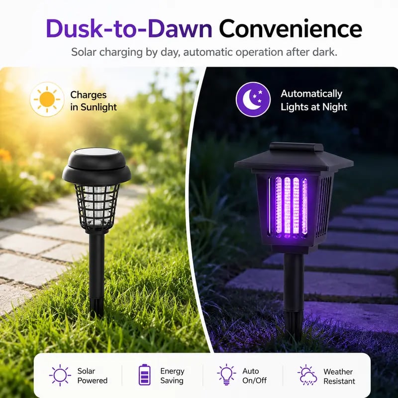 Solar Mosquito Zapper Light – Outdoor Garden Stake Lamp, UV Insect Killer & Solar Pathway Light