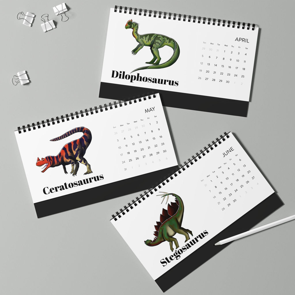Prehistoric Pedia 2026 Desktop Calendar — Dinosaur Grid Planner