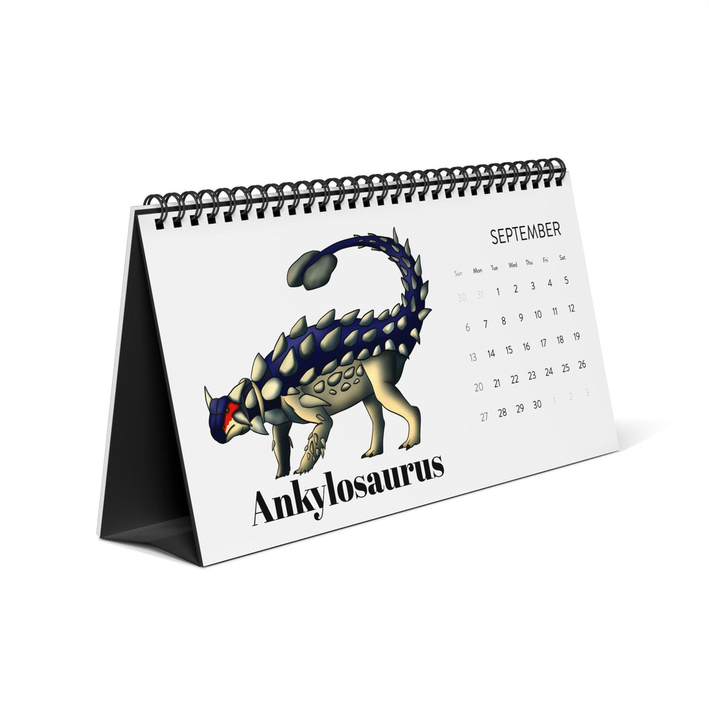 Prehistoric Pedia 2026 Desktop Calendar — Dinosaur Grid Planner