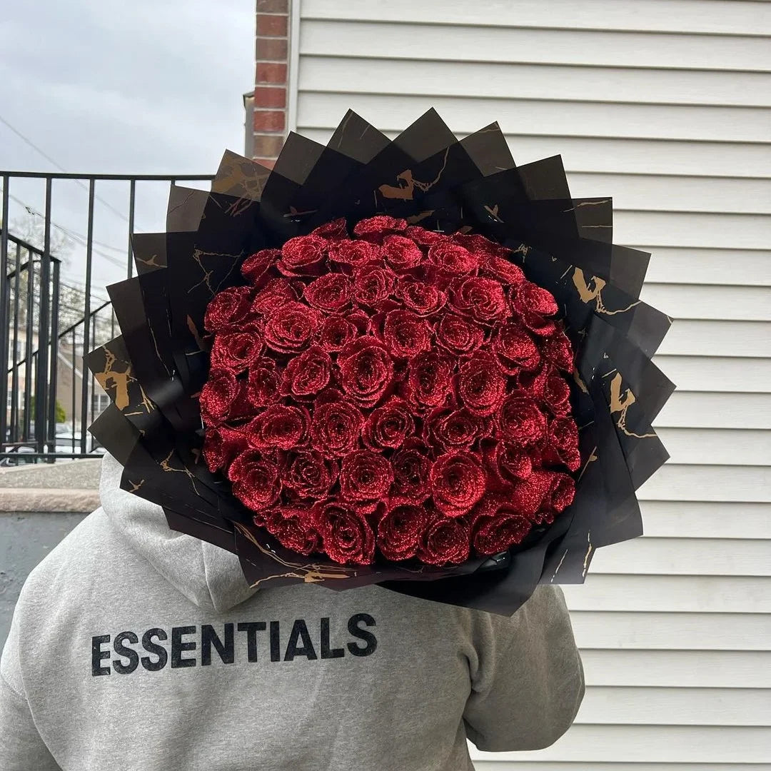 💕Glitter Rose Bouquet💕Couple Glitter Everlasting Rose Bouquet (Never Wither)