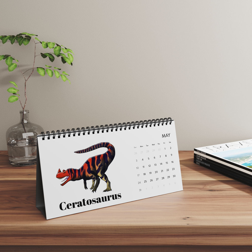 Prehistoric Pedia 2026 Desktop Calendar — Dinosaur Grid Planner