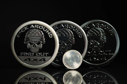 🤣F Around and Find Out (Skull & Helmet) Metal Badge