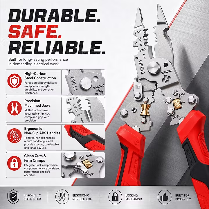 ⚡🛠️16-in-1 Multifunctional Electrical Pliers with Voltage Tester, Heavy Duty Wire Stripper for Electricians & DIY Projects