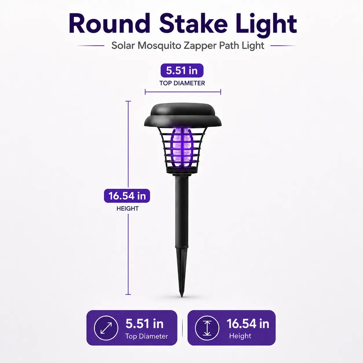 Solar Mosquito Zapper Light – Outdoor Garden Stake Lamp, UV Insect Killer & Solar Pathway Light