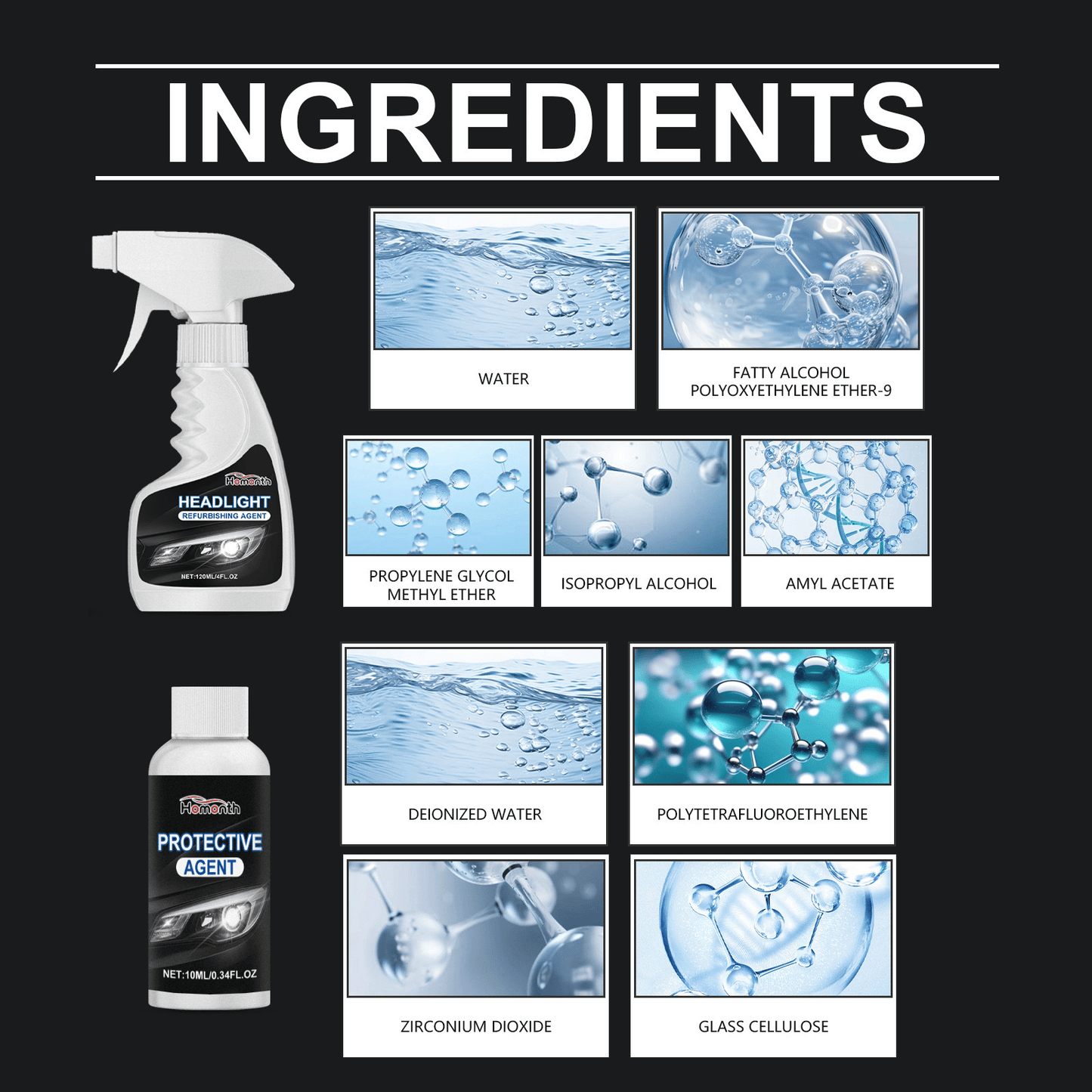 🚘 Automotive Headlamp Restoration Fluid, blurring enhanced crystalline coating refurbisher