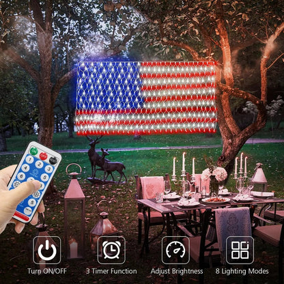 🔥Giant 250th Anniversary Flag Net Lights | 420 Super Bright LEDs - Massive 6.5ft x 3.3ft Solar Patriotic Decor ✨🇺🇸