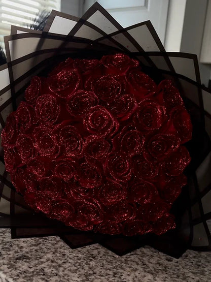 💕Glitter Rose Bouquet💕Couple Glitter Everlasting Rose Bouquet (Never Wither)