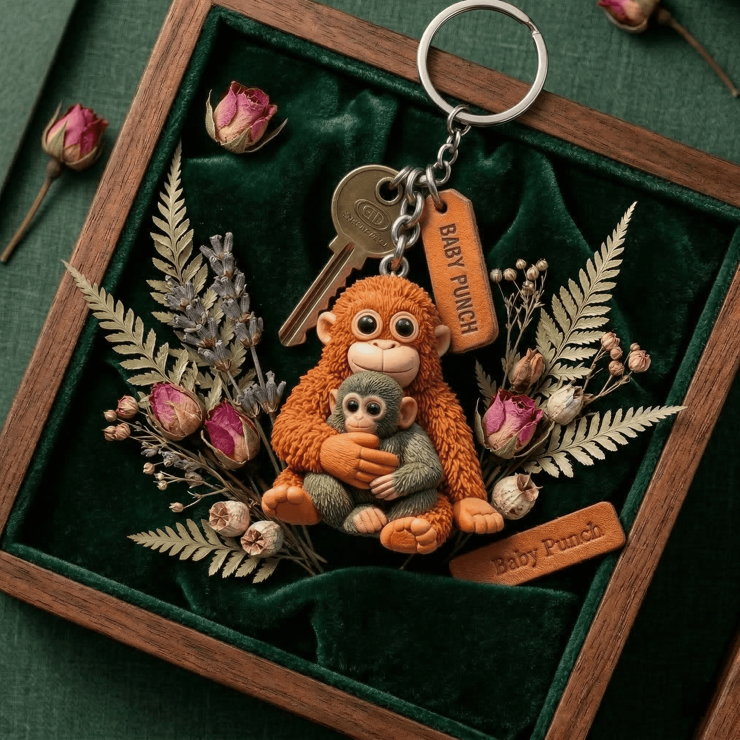 🐵💕Baby Punch: The Hug You Can Hold 🐒 | Viral Monkey Hugging Monkey Keychain - Emotional Gift for Loved Ones