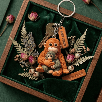 🐵💕Baby Punch: The Hug You Can Hold 🐒 | Viral Monkey Hugging Monkey Keychain - Emotional Gift for Loved Ones