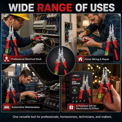 ⚡🛠️16-in-1 Multifunctional Electrical Pliers with Voltage Tester, Heavy Duty Wire Stripper for Electricians & DIY Projects