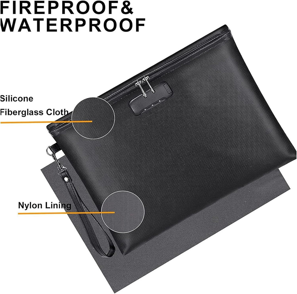 Fireproof Document Bag with Lock – Waterproof & Fire Resistant Storage