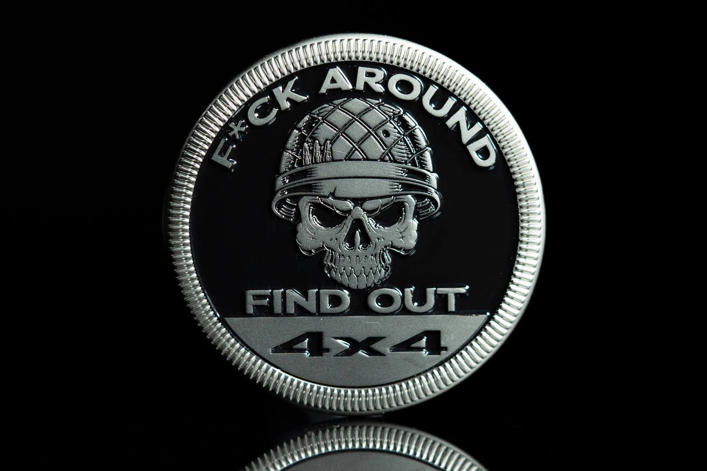 🤣F Around and Find Out (Skull & Helmet) Metal Badge