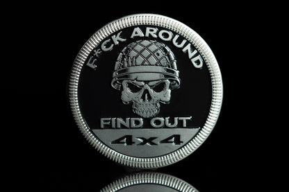 🤣F Around and Find Out (Skull & Helmet) Metal Badge