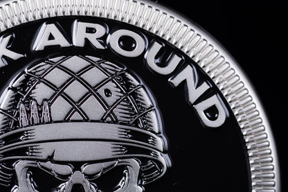 🤣F Around and Find Out (Skull & Helmet) Metal Badge
