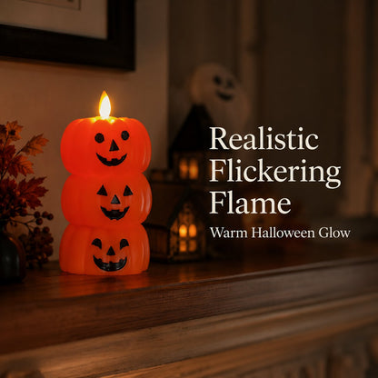 🍂🎃Flameless LED Pumpkin Stack Candle - Flickering Halloween Decor