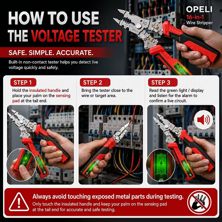 ⚡🛠️16-in-1 Multifunctional Electrical Pliers with Voltage Tester, Heavy Duty Wire Stripper for Electricians & DIY Projects