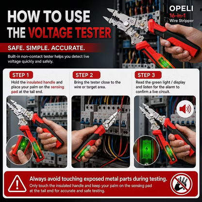 ⚡🛠️16-in-1 Multifunctional Electrical Pliers with Voltage Tester, Heavy Duty Wire Stripper for Electricians & DIY Projects