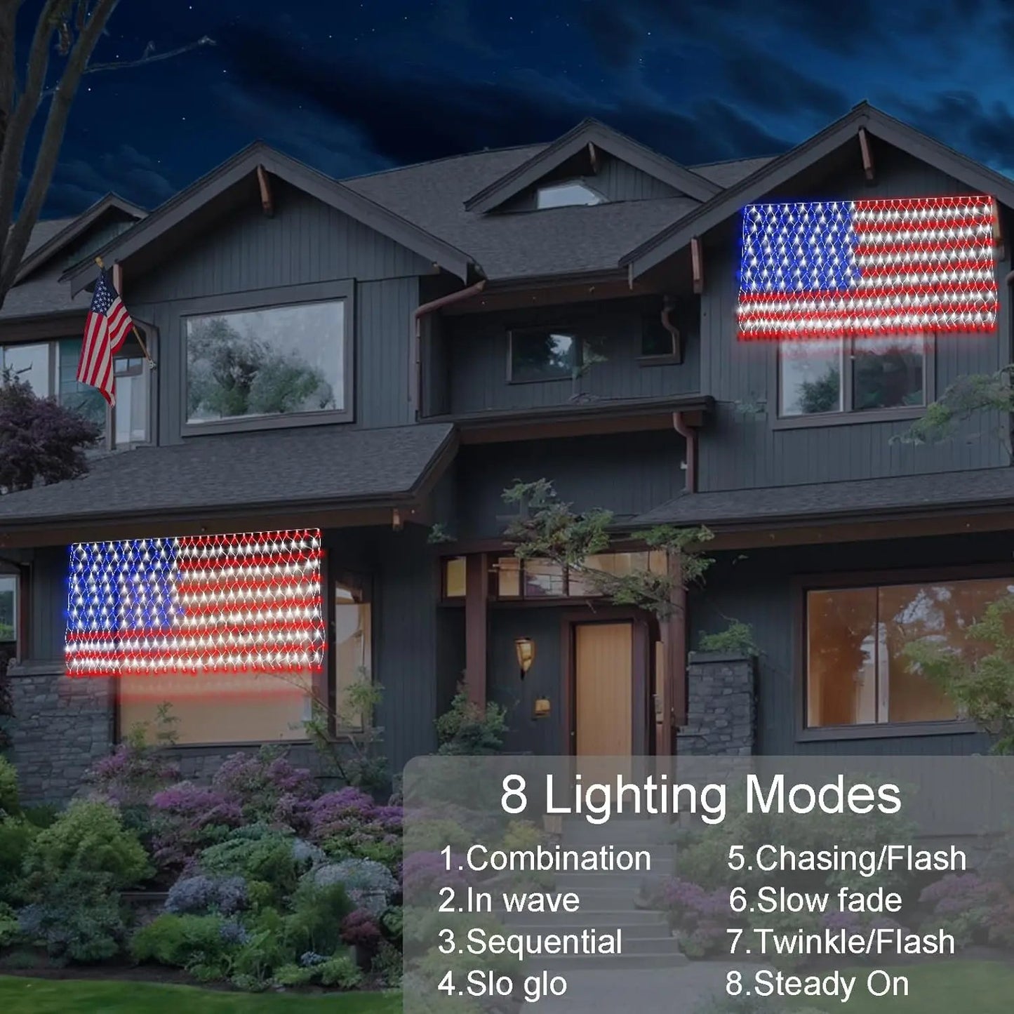 🔥Giant 250th Anniversary Flag Net Lights | 420 Super Bright LEDs - Massive 6.5ft x 3.3ft Solar Patriotic Decor ✨🇺🇸