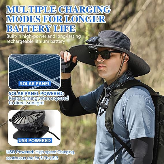Ultralight Solar Fan Sun Hat – Lighter Than a Baseball!⚾(Only 11oz)