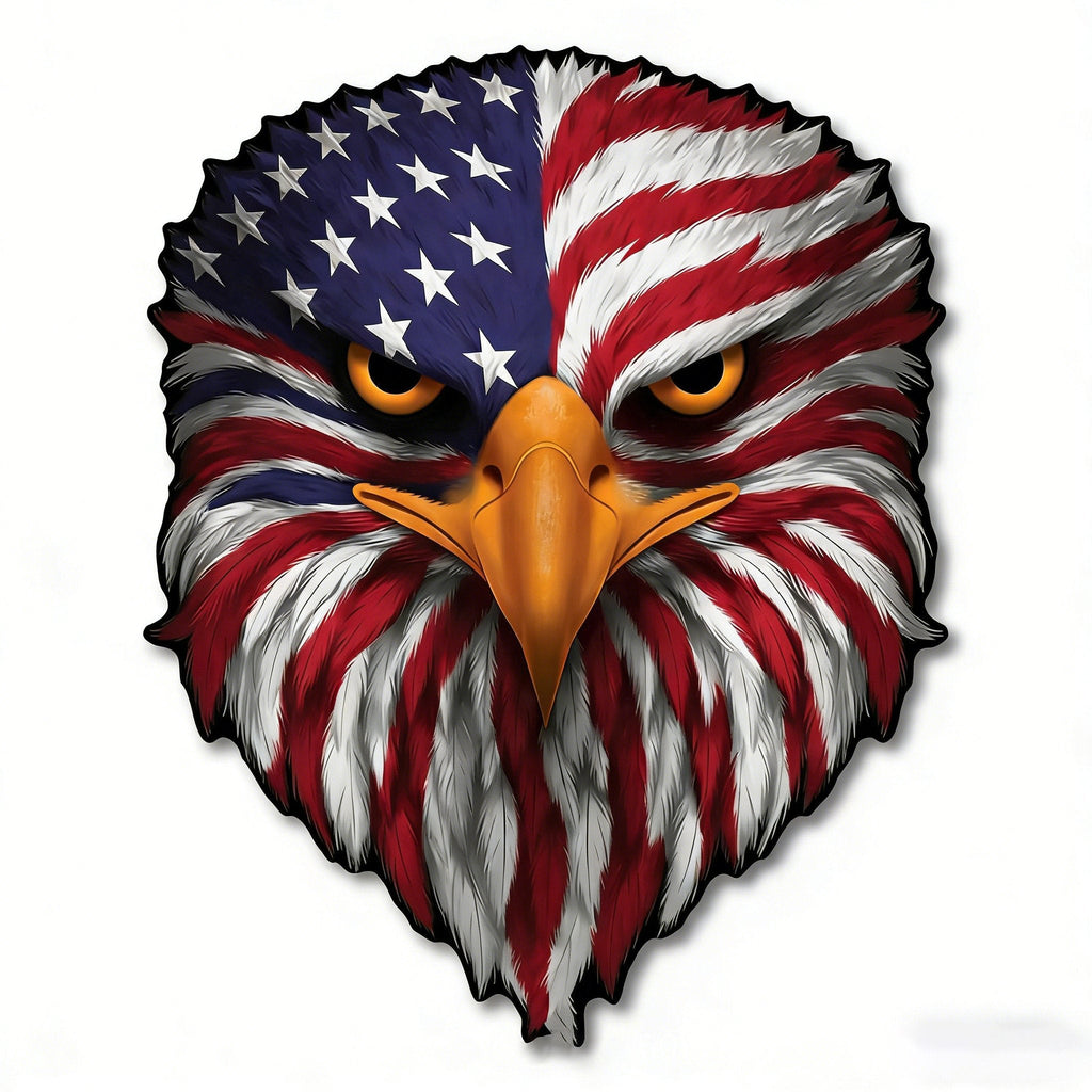 Reflective Eyes Eagle Decal🦅 – Patriotic USA Flag Vinyl Sticker for Trucks, Cars, Coolers, Laptops – Waterproof & Fade-Resistant