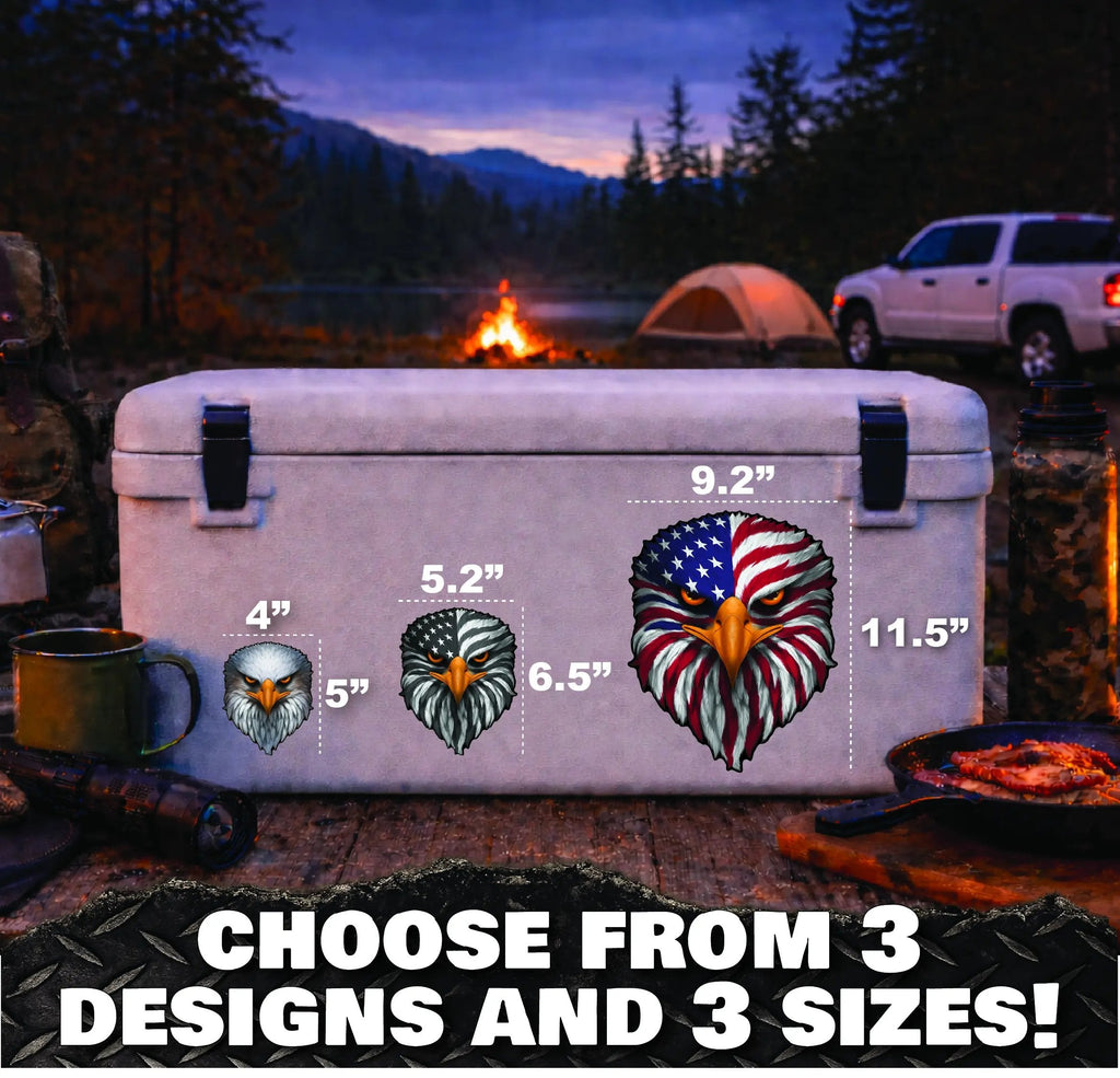 Reflective Eyes Eagle Decal🦅 – Patriotic USA Flag Vinyl Sticker for Trucks, Cars, Coolers, Laptops – Waterproof & Fade-Resistant
