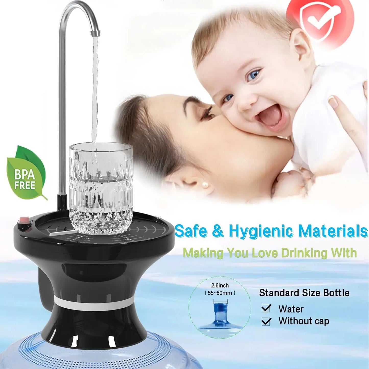 Automatic Electric Drinking Water Bottle Pump for 2-5 Gallon Water Jugs