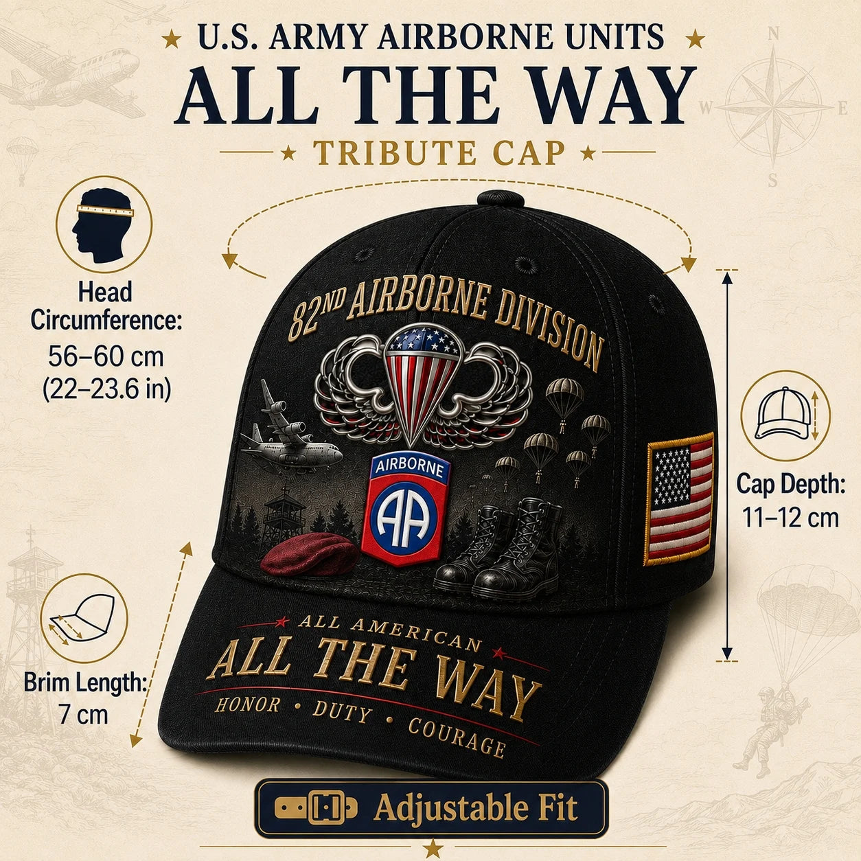 🪂✈️U.S. Army Airborne Units “All the Way” Tribute Cap