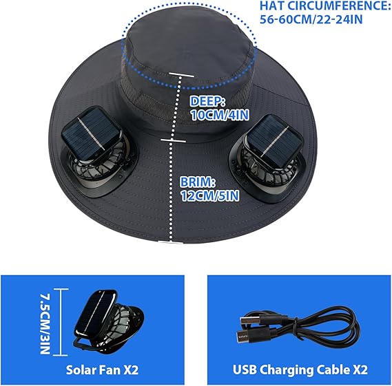Ultralight Solar Fan Sun Hat – Lighter Than a Baseball!⚾(Only 11oz)