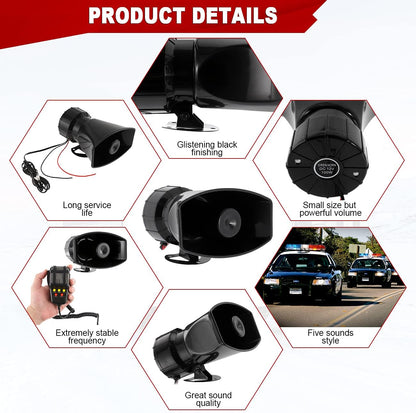 ⚡Hot Sales 49% OFF🔥 7-Tone Car Warning Siren | PA Speaker & Horn System!