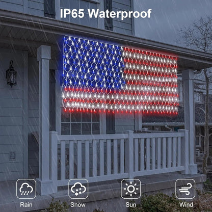 🔥Giant 250th Anniversary Flag Net Lights | 420 Super Bright LEDs - Massive 6.5ft x 3.3ft Solar Patriotic Decor ✨🇺🇸
