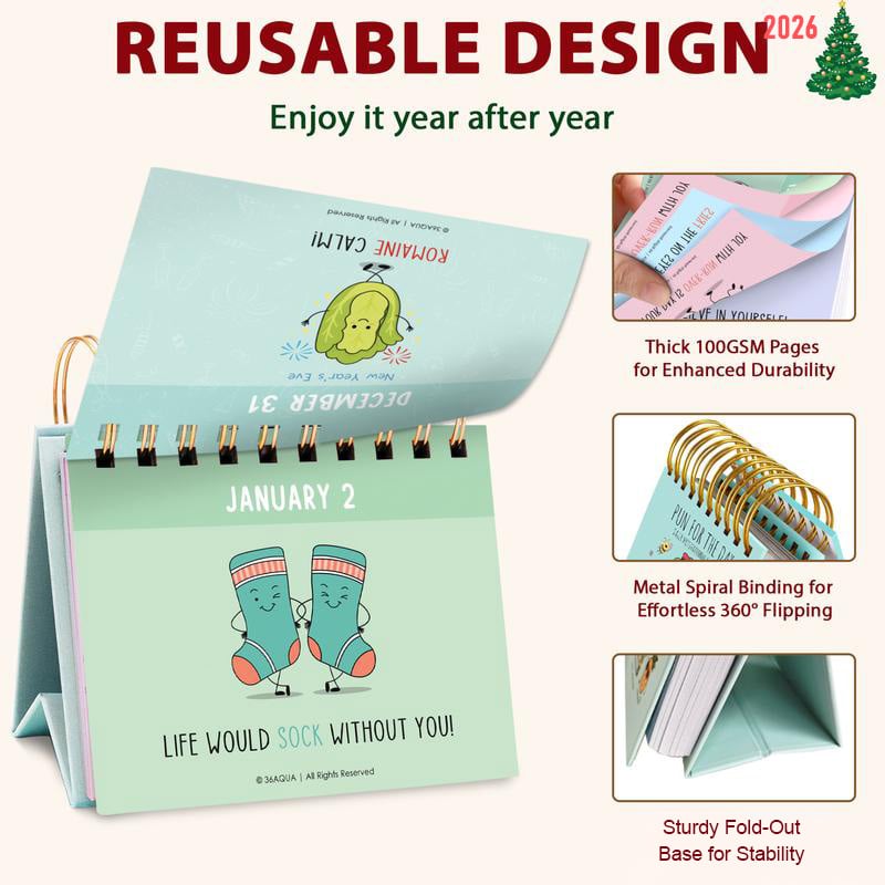 ✨2026 Punny Motivational Desk Calendar📅