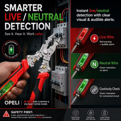 ⚡🛠️16-in-1 Multifunctional Electrical Pliers with Voltage Tester, Heavy Duty Wire Stripper for Electricians & DIY Projects