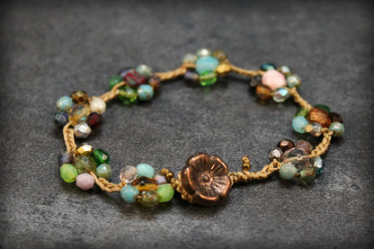 Handmade Bohemian Turquoise Flower Bracelet — Perfect for Hippie and Boho Styles