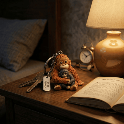 🐵💕Baby Punch: The Hug You Can Hold 🐒 | Viral Monkey Hugging Monkey Keychain - Emotional Gift for Loved Ones