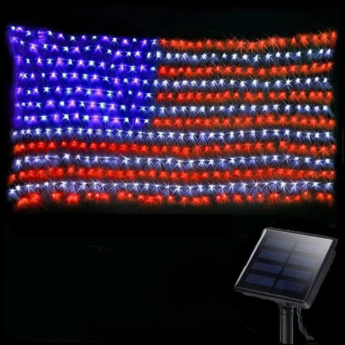 🔥Giant 250th Anniversary Flag Net Lights | 420 Super Bright LEDs - Massive 6.5ft x 3.3ft Solar Patriotic Decor ✨🇺🇸