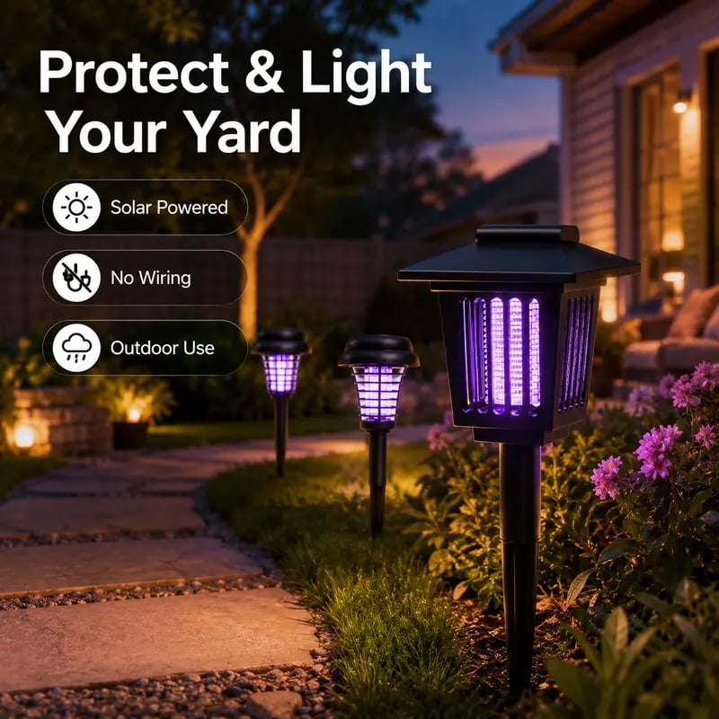 Solar Mosquito Zapper Light – Outdoor Garden Stake Lamp, UV Insect Killer & Solar Pathway Light