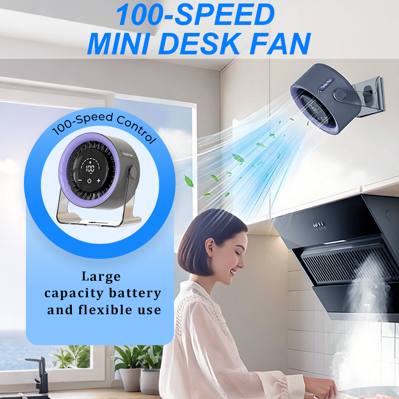 🏆2026 Desk Fan – USB Rechargeable with LED Display 📊 | 100 Speeds, 120° Tilt & Full Oscillation ↔️ | Ultra-Quiet for Bedroom 😴, Office 🖥️ & Camping 🏕️ | Up to 24H Battery ⚡ | USA Designed 💡🇬🇧